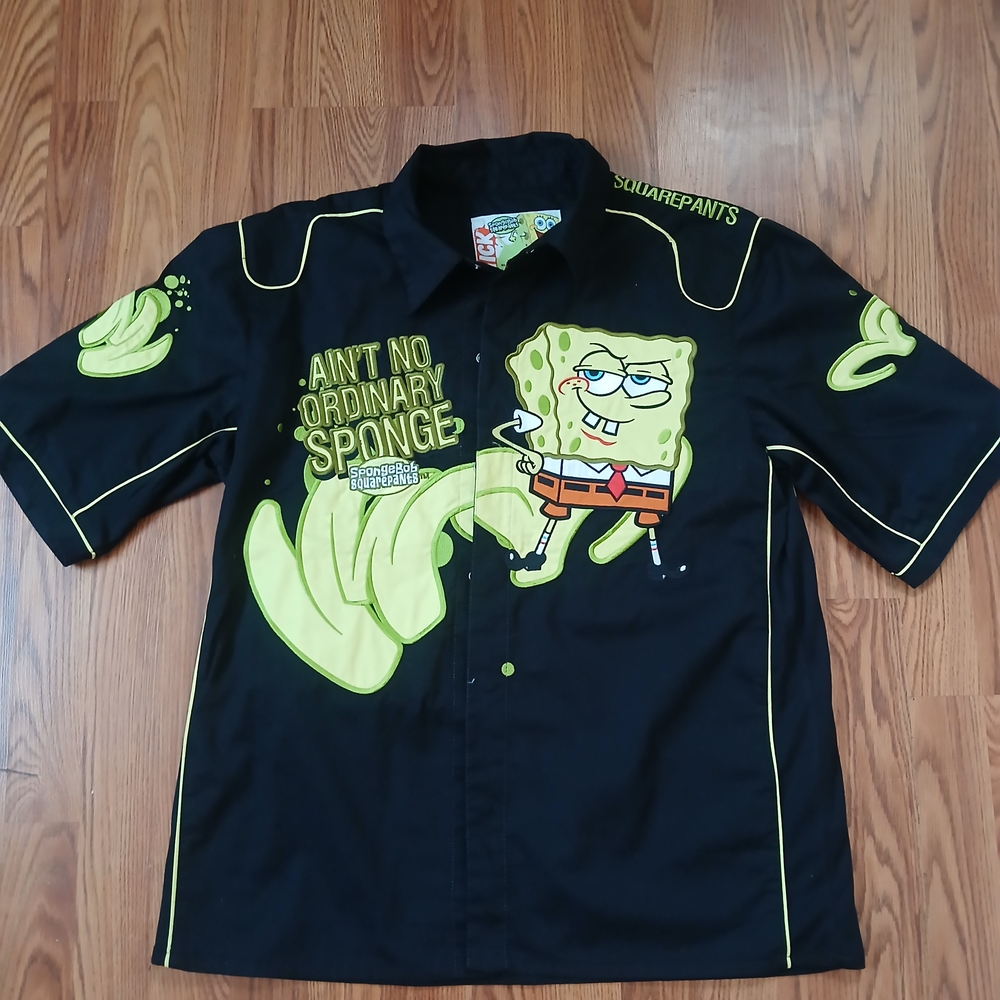 SpongeBob SquarePants Jeff Hamilton Designs Button Up Shirt Mens L. HIGH QUALITY
